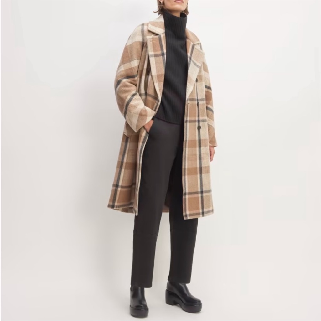 Everlane Women’s Plaid Long Peacoat Size Xxs